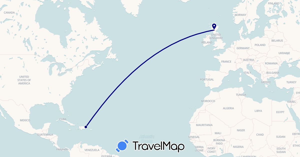 TravelMap itinerary: driving in Dominican Republic, United Kingdom (Europe, North America)